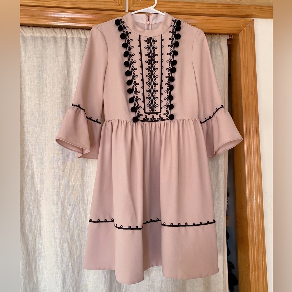 Kate Spade Blush Light Pink Pom Embroidered Mini Dress Size 2 (Used like New)